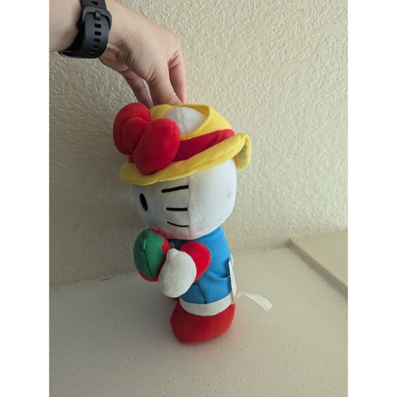 Hello Kitty Sanrio x Tanaka Farms Strawberry Farmer, 2017 Standing Plush, 10" - Picture 10 of 12
